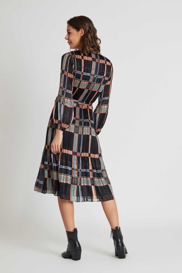 Robe midi plissée à carreaux SEVERINE - Image 3