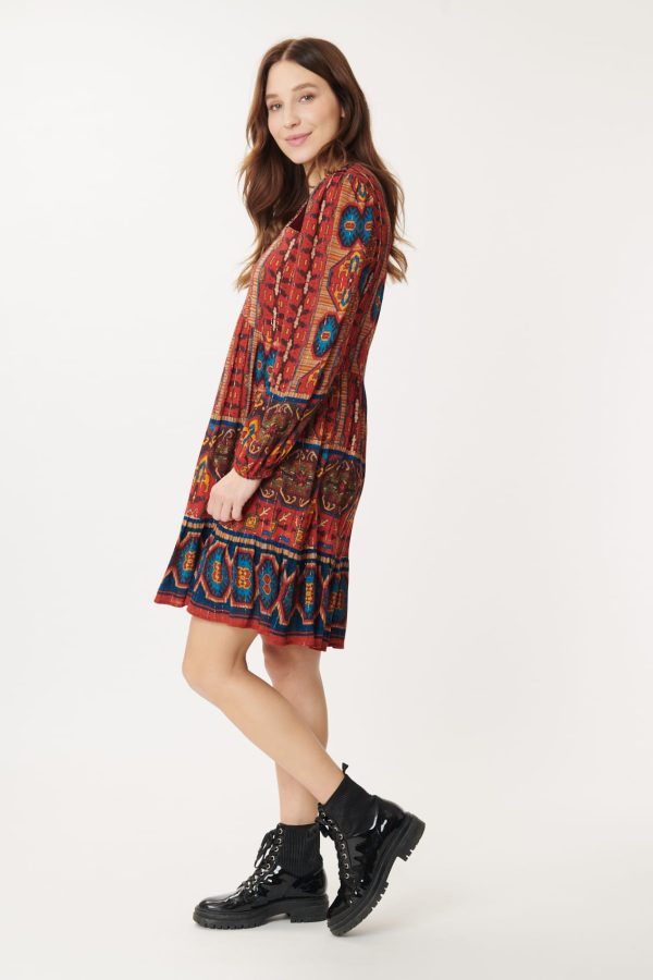Robe imprimée et velours brodé AGLAE - Image 3