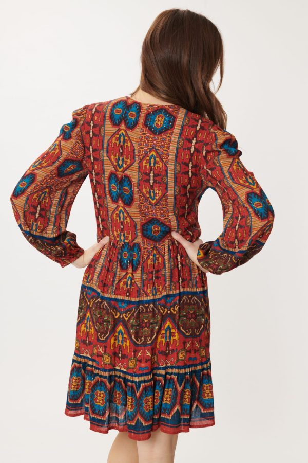 Robe imprimée et velours brodé AGLAE - Image 4