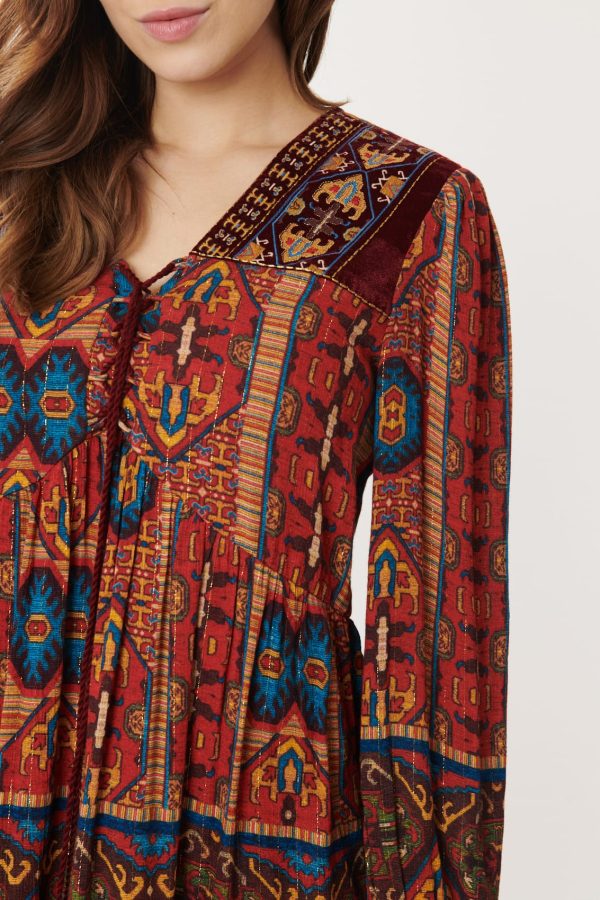 Robe imprimée et velours brodé AGLAE - Image 5