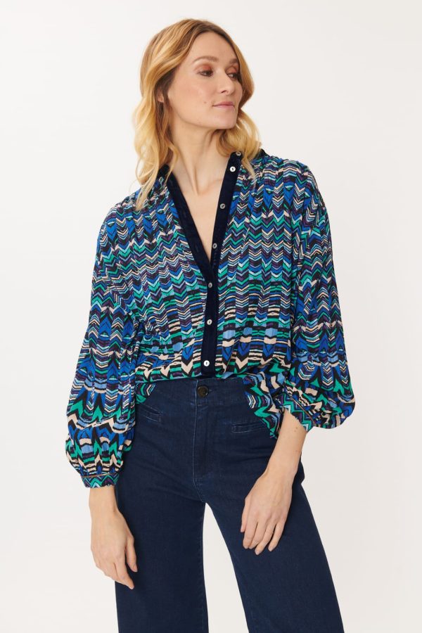Chemise imprimée en velours multicolore BARTH - Image 3