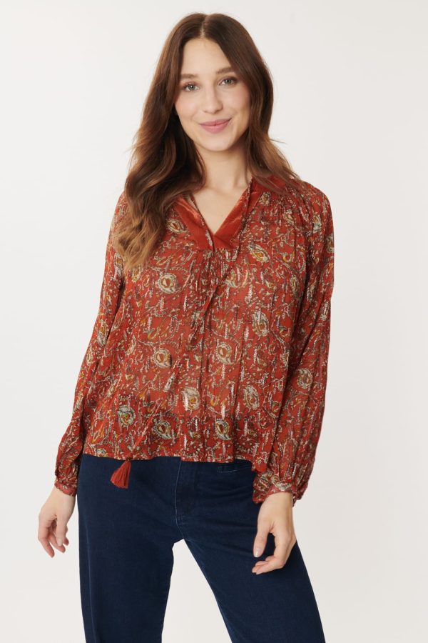 Blouse Voile Imprimé Lurex BERNADETTE