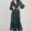 Robe longue col V à imprimé floral BALLADE