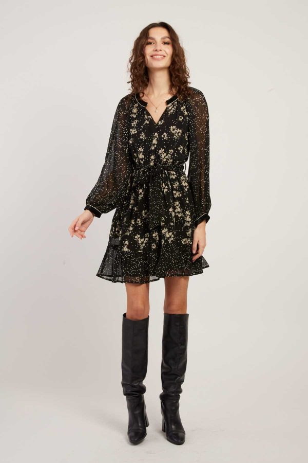 Robe courte manches longues imprimé floral BALTHAZAR