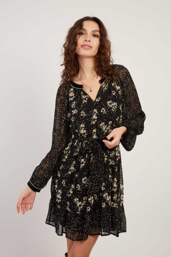 Robe courte manches longues imprimé floral BALTHAZAR - Image 3