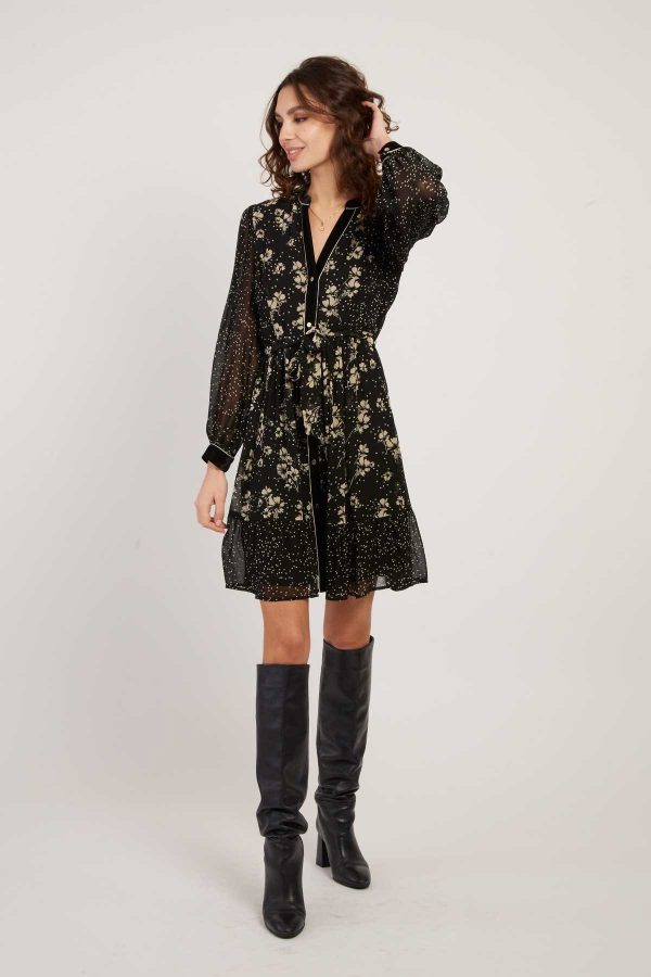 Robe courte imprimée manches longues BALTIMORE