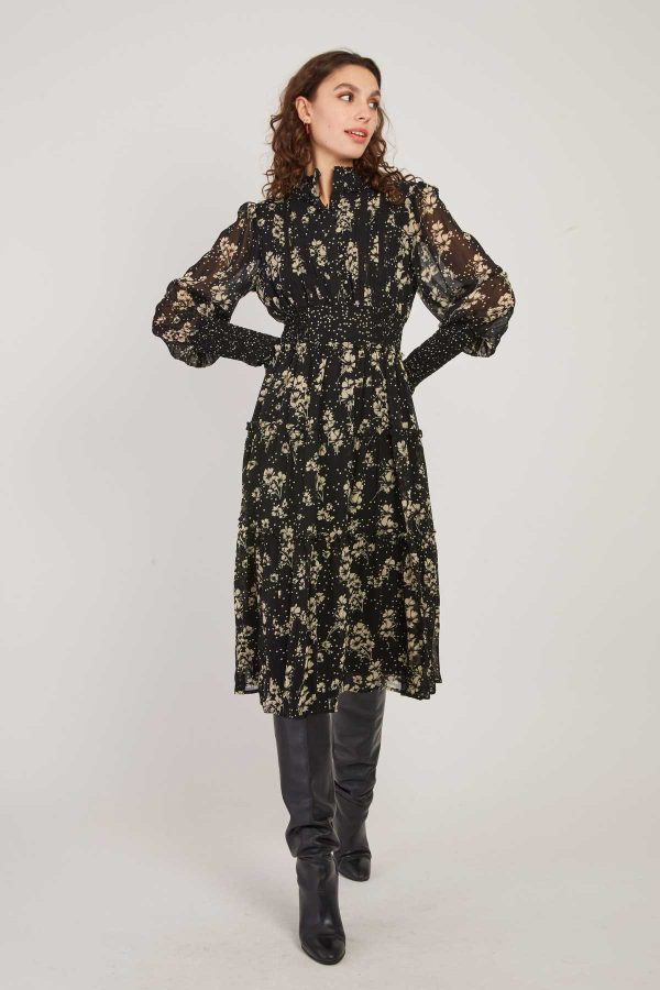 Robe Mi-Longue Imprimée Manches Longues BELLISSIMA