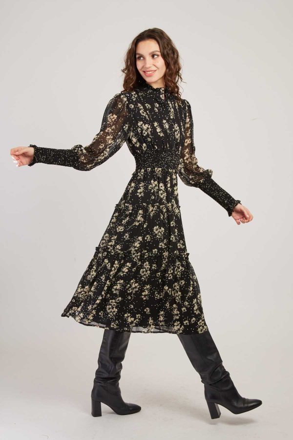 Robe Mi-Longue Imprimée Manches Longues BELLISSIMA - Image 3