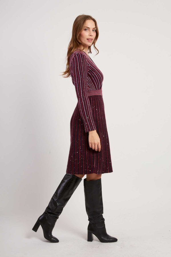 Robe courte col V manches longues en maille JENNY - Image 4