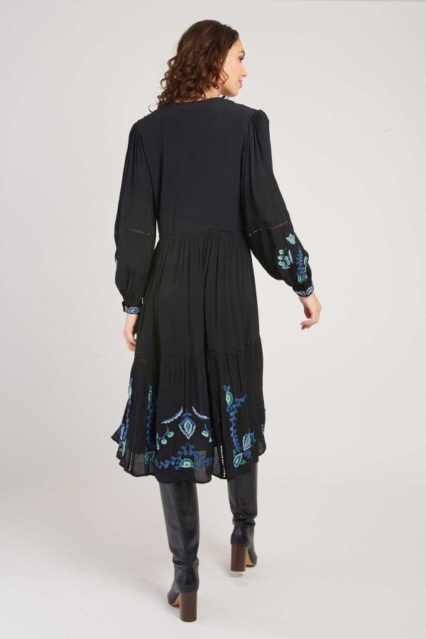 Robe mi-longue brodée effet velours VALLY - Image 5
