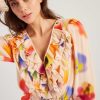 Blouse imprimée col V manches longues FELINE - Image 3