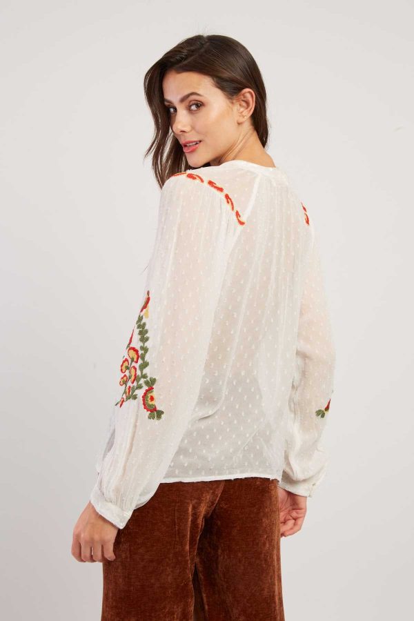 Blouse brodée avec détails en velours HAITI - Image 3