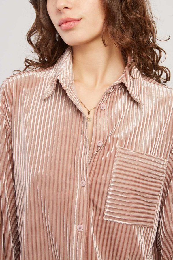 Chemise manches longues en velours HANIA - Image 2
