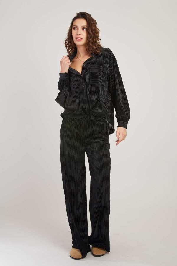 Chemise manches longues en velours HANIA - Image 4