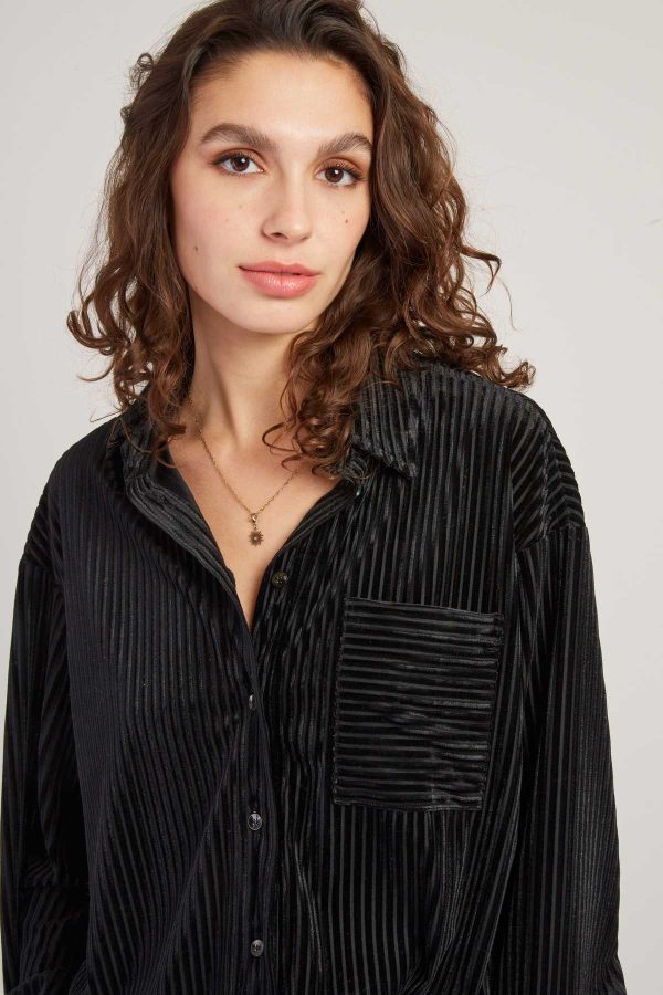 Chemise manches longues en velours HANIA - Image 7