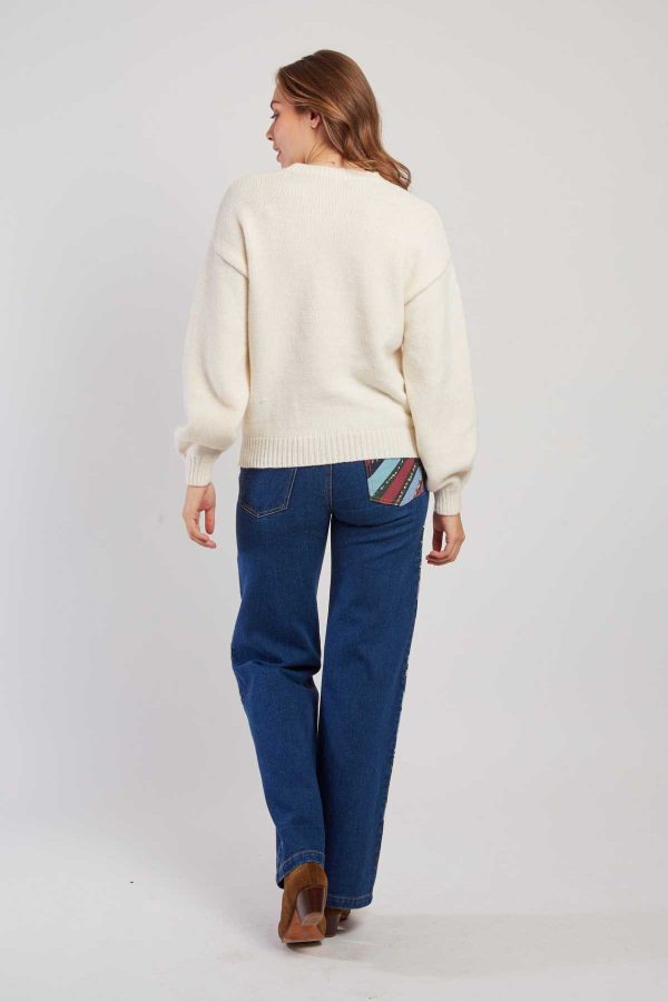 Pull en maille fine avec fleurs brodées CALENDULA - Image 4