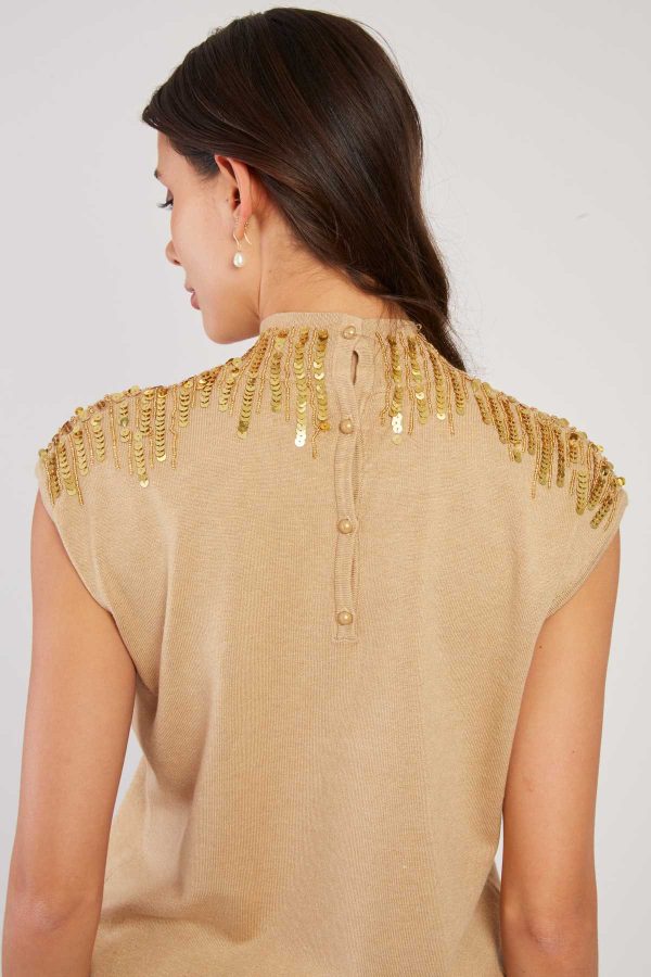 Pull manches courtes à paillettes CAMELEON - Image 7