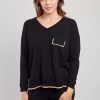 Pull uni en maille col V CARGESE