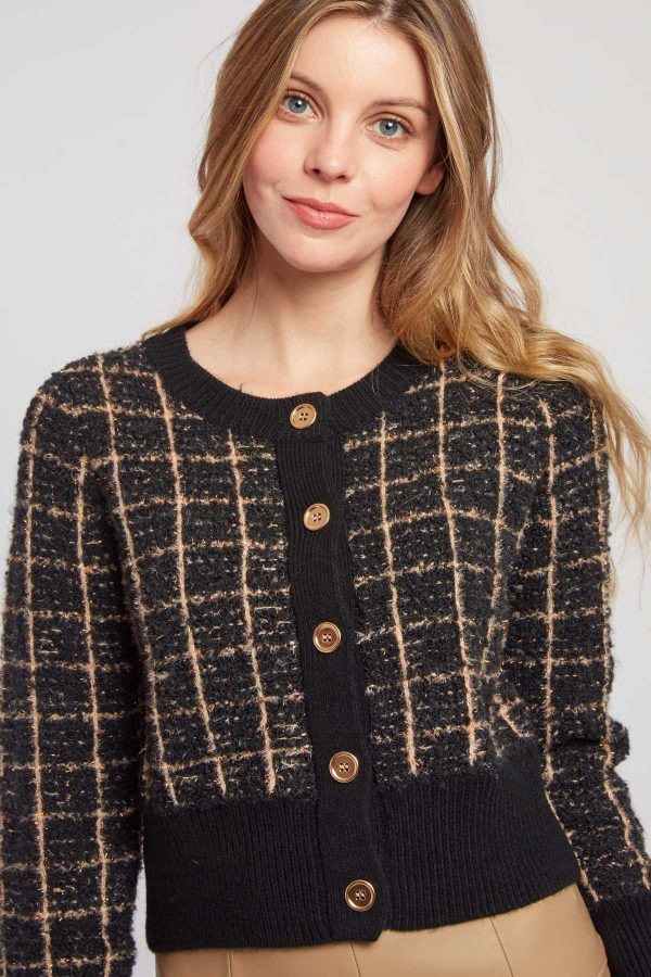 Cardigan en maille à carreaux DAMIENNE - Image 2