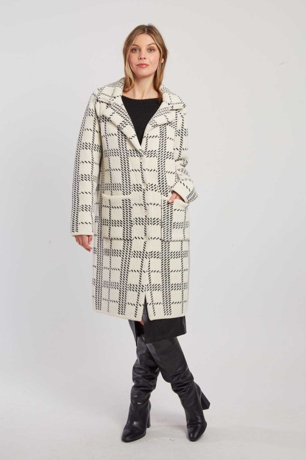 Gilet long en maille jacquard bicolore DANIELA