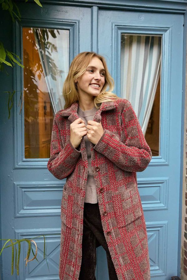 Gilet long en maille jacquard bicolore DANIELA - Image 6