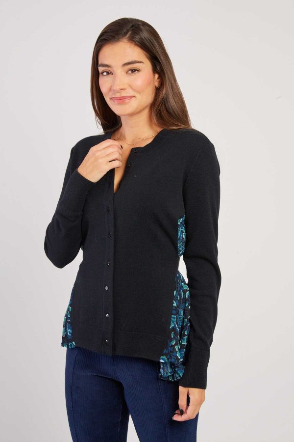 Cardigan bi-matière dos imprimé DEA