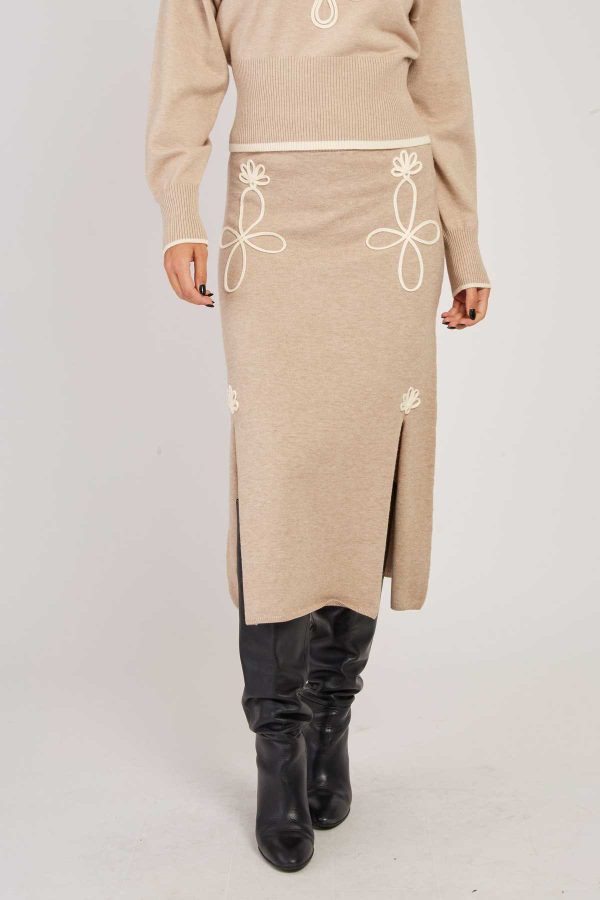 Jupe mi-longue fendue en maille GABY - Image 5