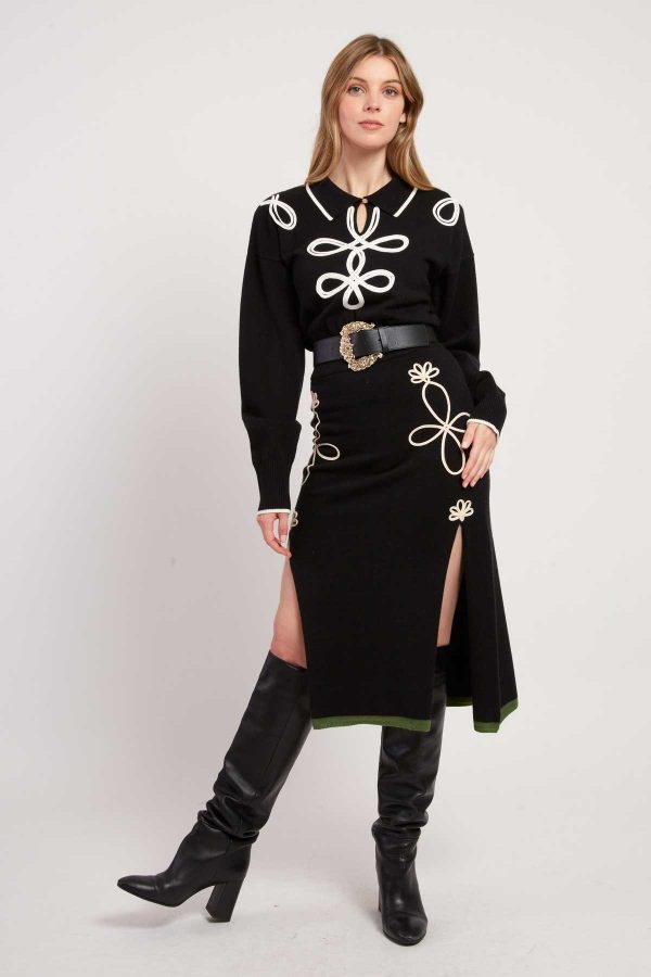 Jupe mi-longue fendue en maille GABY - Image 7