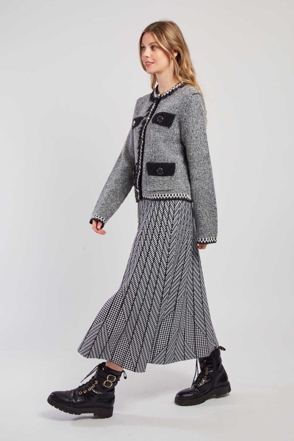 Jupe mi-long plissée en maille rayée GALANTE - Image 4