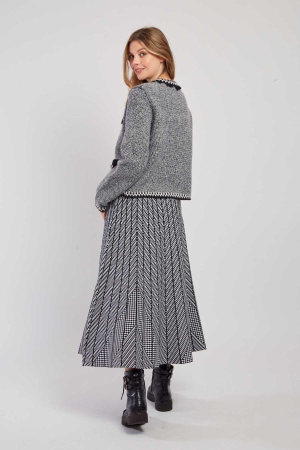 Jupe mi-long plissée en maille rayée GALANTE - Image 5