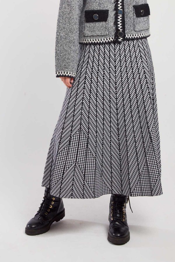 Jupe mi-long plissée en maille rayée GALANTE - Image 6