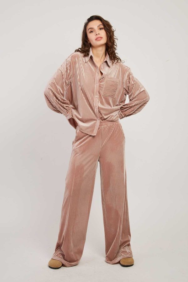 Pantalon droit uni en velours RACHEL - Image 2
