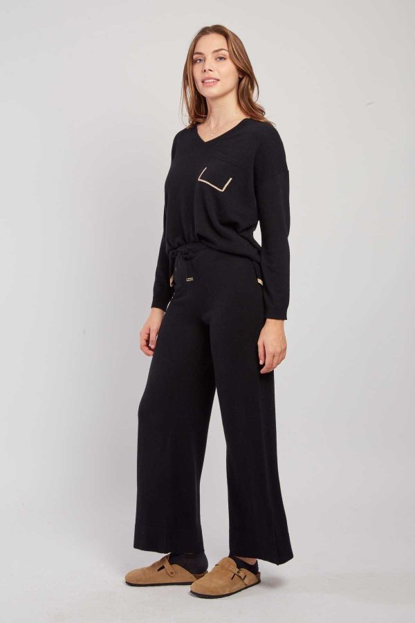 Pantalon en maille uni avec un lacet RAFFINEE - Image 2