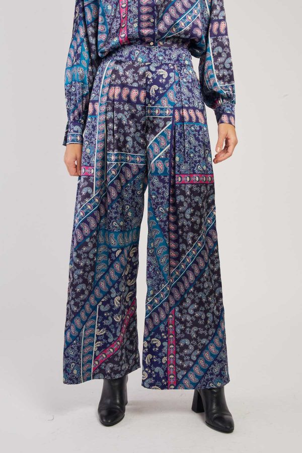 Pantalon fluide en satin imprimé RAYONNANTE