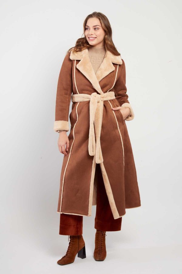 Manteau long reversible en fausse fourrure LÉONIE
