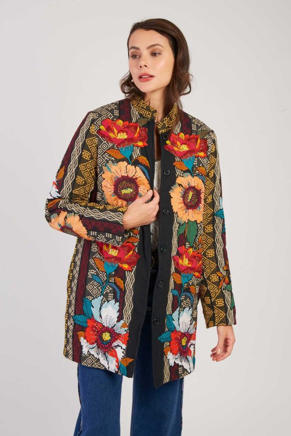 Manteau brodé en coton LIZBETH