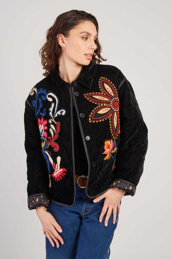 Veste matelassée avec broderies en velours LORAINE