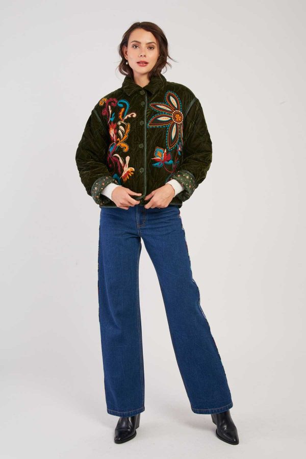 Veste matelassée avec broderies en velours LORAINE - Image 5