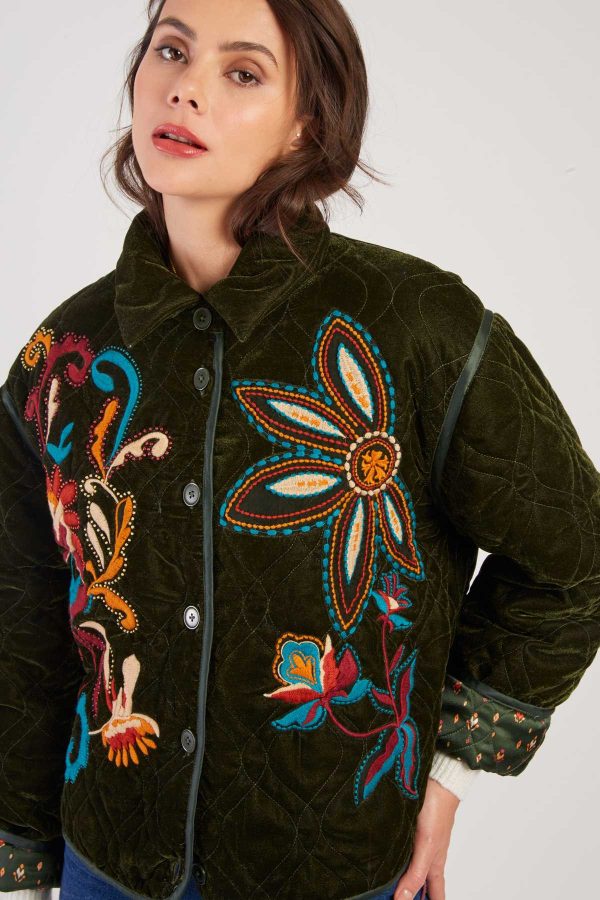 Veste matelassée avec broderies en velours LORAINE - Image 6