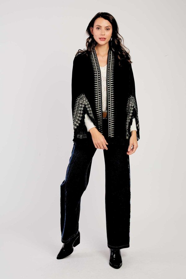 Veste kimono manches longues à broderies LOULOU