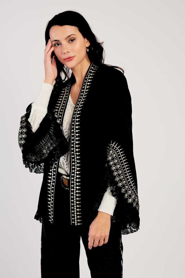 Veste kimono manches longues à broderies LOULOU - Image 2