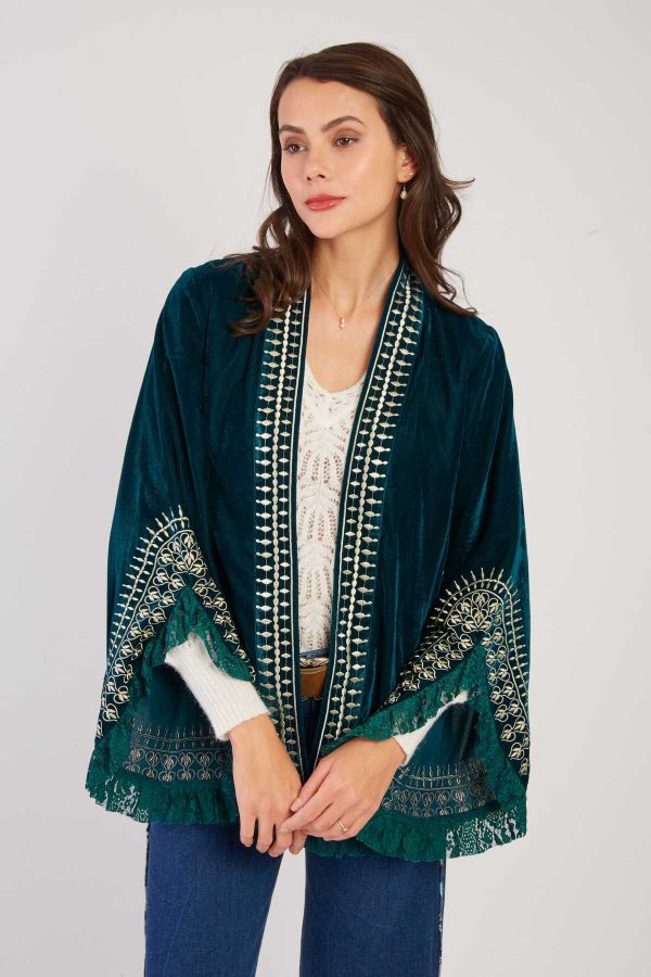 Veste kimono manches longues à broderies LOULOU - Image 4