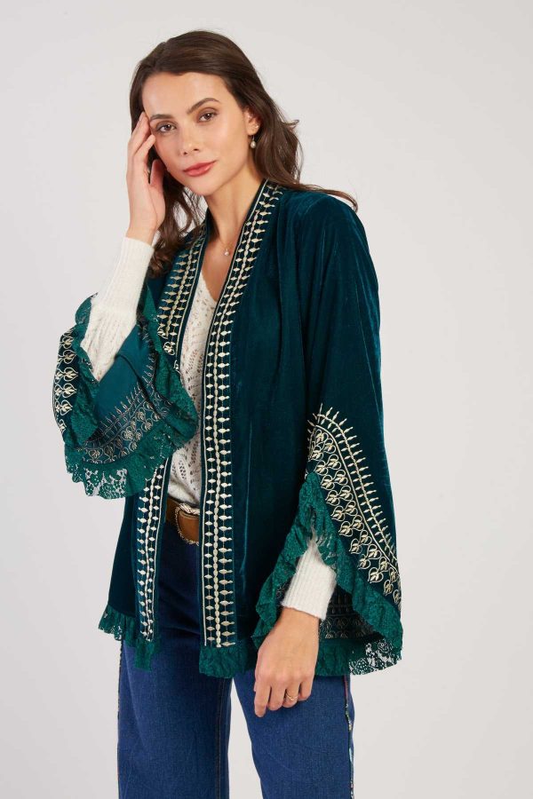 Veste kimono manches longues à broderies LOULOU - Image 6