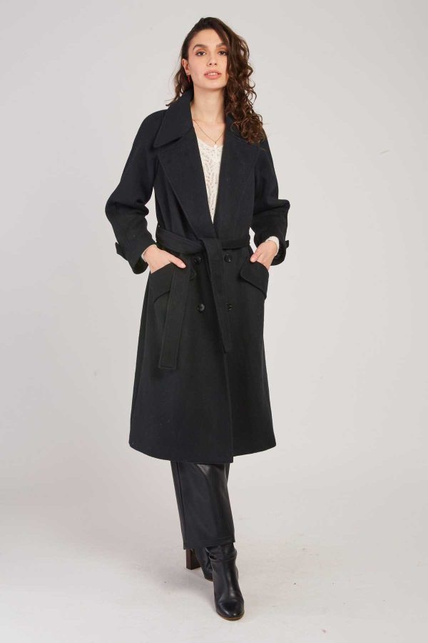 Manteau long uni avec une ceinture LOYALE