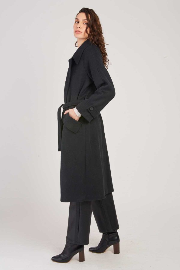 Manteau long uni avec une ceinture LOYALE - Image 2