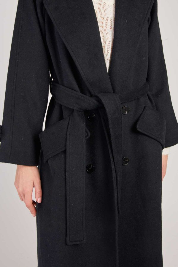 Manteau long uni avec une ceinture LOYALE - Image 4