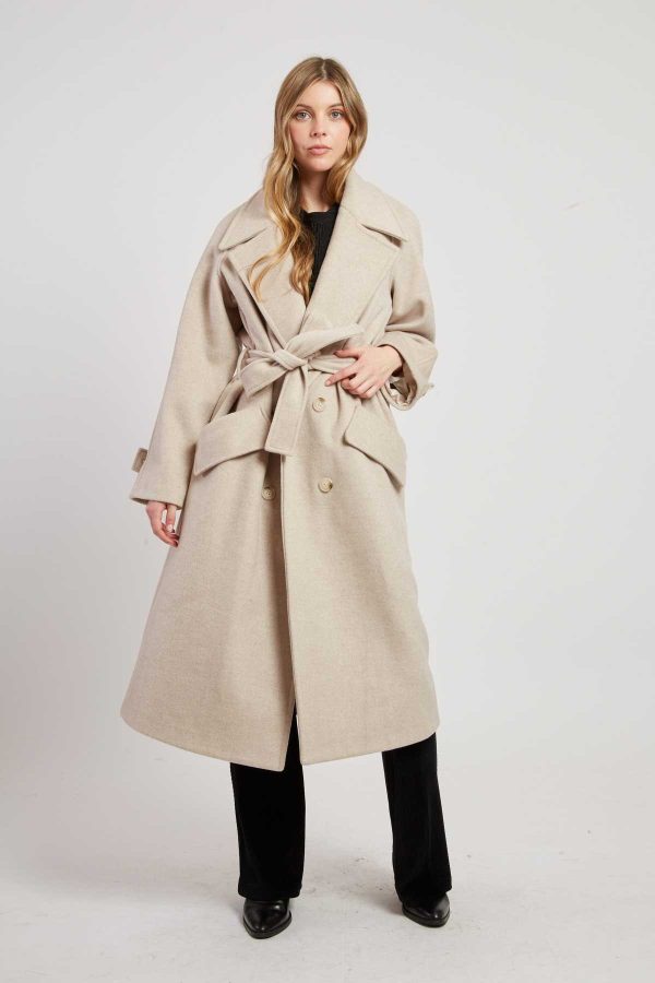 Manteau long uni avec une ceinture LOYALE - Image 7