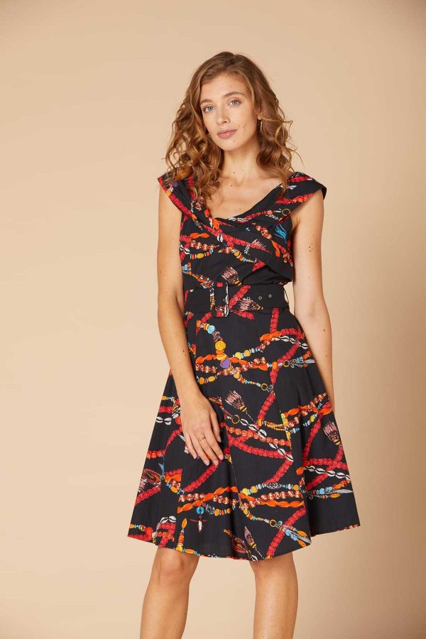 Robe sans manche en coton imprimé CALQUE