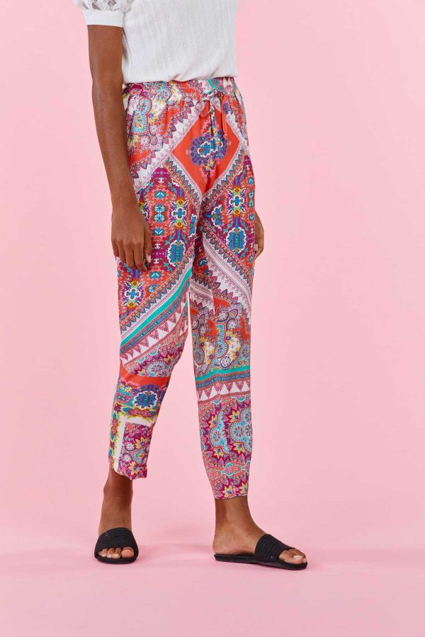 Pantalon droit imprimé avec taille élastiquée ABEILLE