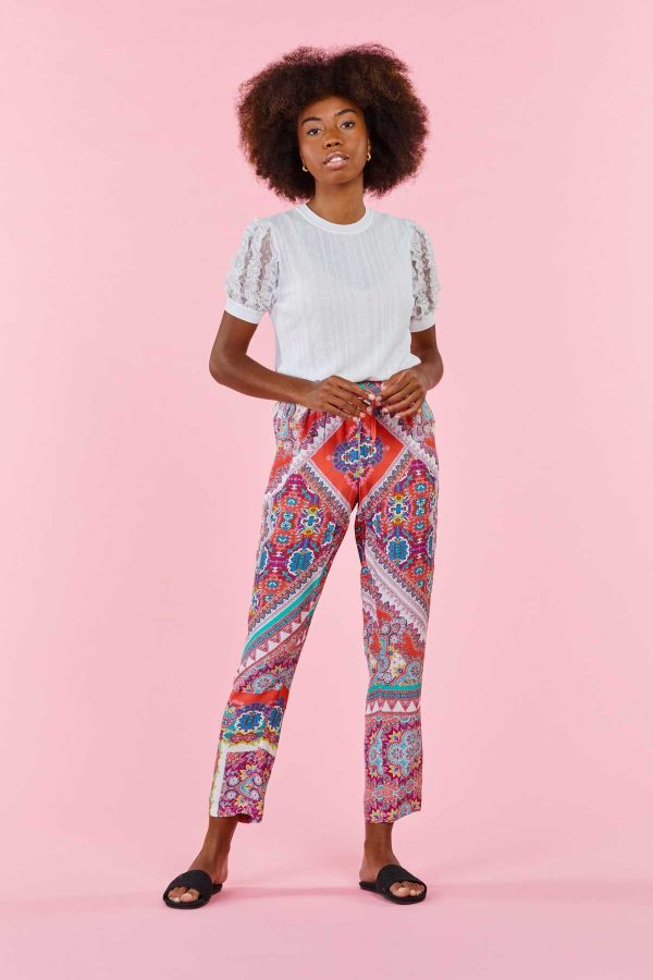 Pantalon droit imprimé avec taille élastiquée ABEILLE - Image 3